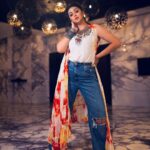 Shafaq Naaz Instagram – I love mixing Indo western and experimenting with looks. So whenever I get the opportunity to play around with outfits I go for it. 
As Navratri fever going on ( god how much I love those ghahra choli looks 🤌🏼) and I had to attend a Navratri event so I thought let’s wear something different and came up with this look in my mind and of course with the help of my amazing and super talented team I Achieved my look♥️ 
So what’s say guys yay 👍🏼 or nay 👎🏼
.
.
Styling by –  @_styledbyroma_ and me @shafaqnaaz777 
Hairstyle and make up – me (proud moment) 
Outfit – @pariscreation7 
Top – @mango 
Denim – @zara 
Jewellery – @silver.kiosk 
Team – @greenlight__media 
Photographer- @senguptas_photography Raipur, Chhattisgarh, India