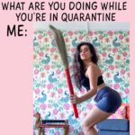 Shenaz Treasurywala Instagram - What are you doing while you’re in quarantine? This is how I’m getting my squats done 😂 oh and I live in my workout clothes and Pjs. Who can relate? #travelwithshenaz #smiles #smilesquad #coronavirus #covid19 Mumbai - City of Dreams