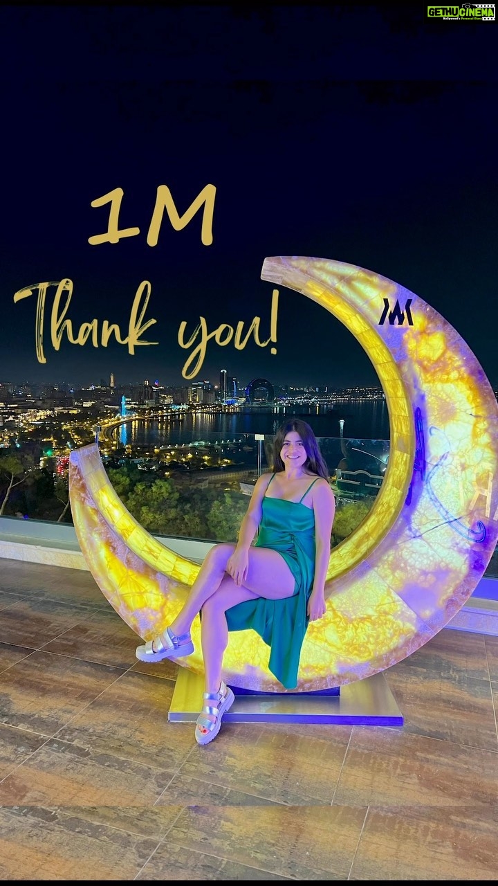 Shenaz Treasurywala Instagram - I am Over The Moon Thank youuu every single one of the one million of you. To the ones who were my first 10k to the ones who were my first 100k to the ones in between till last few who just joined. You put food on my table. You pay my rent. Thank you. If not for you I would still be going audition to audition- struggling! Thank you 🙏🏾 You gave me the opportunity and the power to own my life again and not depend on casting directors to cast me. I am forever and always grateful! Feel so emotional! Making a reel to tell the story of what it took. I am shook❤️ I love you!!! Thank youuuuuuuu! And Ganpati Baba Morya ❤️ This picture is taken in Azerbaijan - 4 hour flight from Delhi ❤️ #1m #gratitude #longjourney #travelromancesmiles