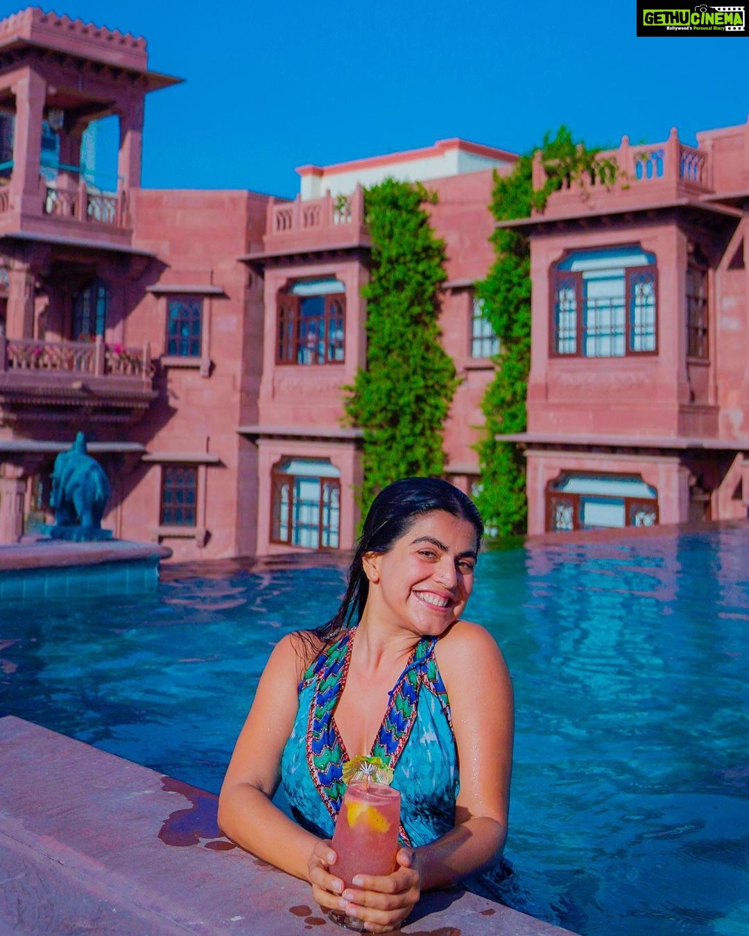 Shenaz Treasurywala Instagram - Do you like to stay in old heritage hotels or new modern swanky ones? It was SO HOT, I jumped into the pool with my dress on 😎 Welcome to the most instagramable home in Jodhpur! The Daspan House. A 1921 home turned into a vibrant hotel in Jodhpur. I love the mix of the old heritage home and the new fittings and modern flooring!!! Perfectly designed. If you don't stay here, at least go for a meal or a drink when in Jodhpur! I loved my time at Daspan. The two handsome young, hospitable men who run the place were the cherry on top ;) @daspanhousejodhpur #heritagehotels #swankyhotels #jodhpur #travelromancesmiles