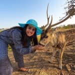Shenaz Treasurywala Instagram - This is the closest I've ever come to an animal in the wild! Have you ever had an experience with a wild animal? Not talking about your last boyfriend but you can tell me about him too;) I always thought deer were shy but these guys come from the forest to Shikarbadi @hrhhotels Udaipur and ate out of my hand. I am a little conflicted about feeding them. Generally, it is not okay to feed wildlife. I don't want it to result in future problems for animals and people. Processed seeds, bread and other foods that are not part of an animal's natural diet can make them sick. But the forest guys there assured me that this was organic corn and the deer came there to their garden everyday to feed. Im still a bit conflicted. What is your opinion??? #feedingdeers🦌 #wildlifeencounter #udaipurdiaries😍 #travelromancesmiles HRH Shikarbadi Palace