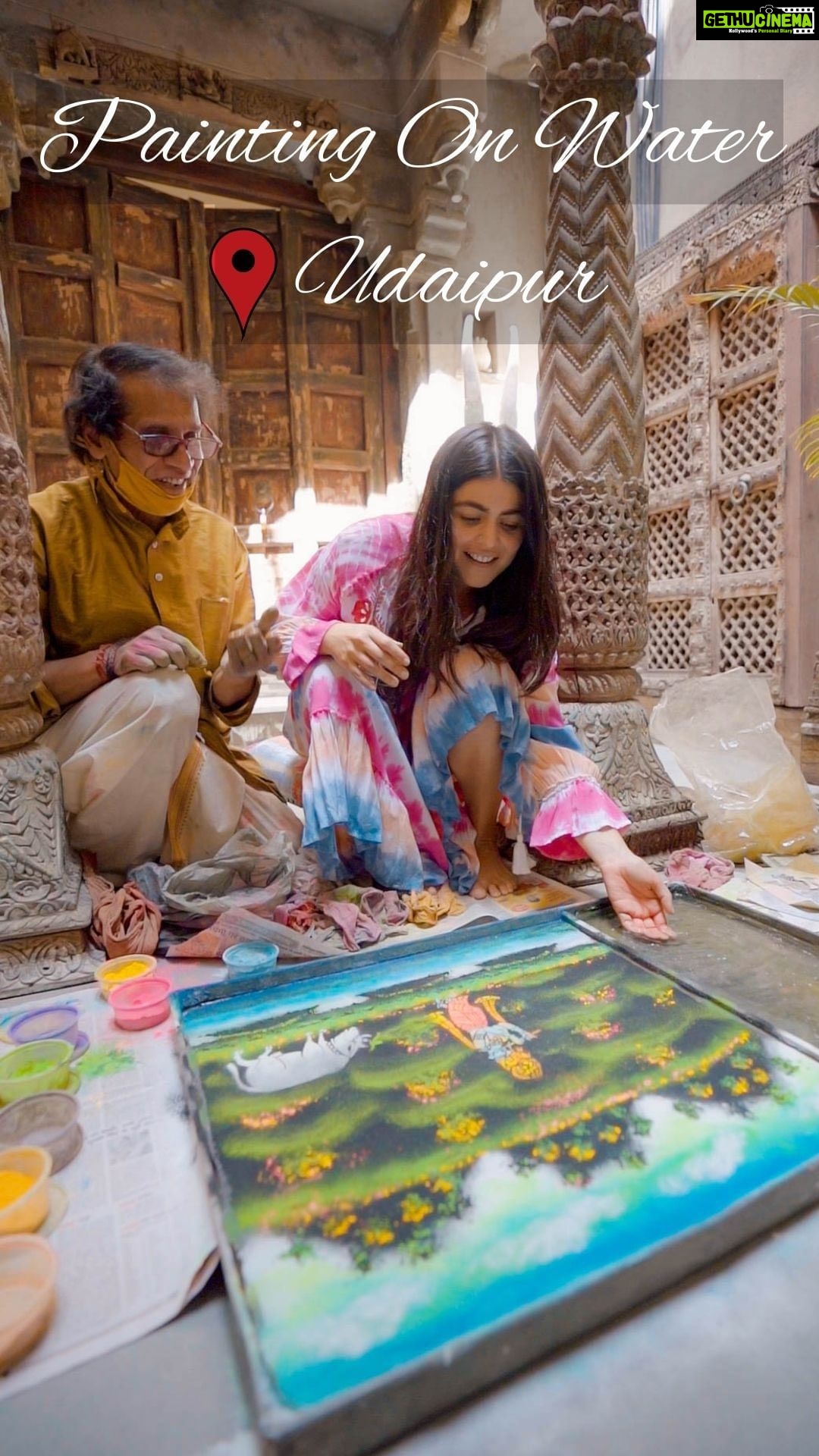 Shenaz Treasurywala Instagram - I think Pujariji Rajesh Vaishnav deserves a ❤️ and much more for this! The painting 🖌️ lasts for 24 hours only. This art form has been passed on to Pujariji since generations. It’s such a unique art practiced only here in udaipur by this man and his family and his temple. Its called Jal Saanjhi -painting on water 🌊 Think about it, we want to take photos that last forever, he makes a painting that lasts for 24 hours. Transitory beauty- just like a butterfly. Not to be kept but to be enjoyed while it lasts! It’s a great lesson for life and acceptance - to know that things will constantly change, will come and go and to be okay with that. #waterpainting #waterart #hiddengemsofudaipur #travelromancesmiles My #ootd is by @vipulshahbags Udaipur - The City of Lakes