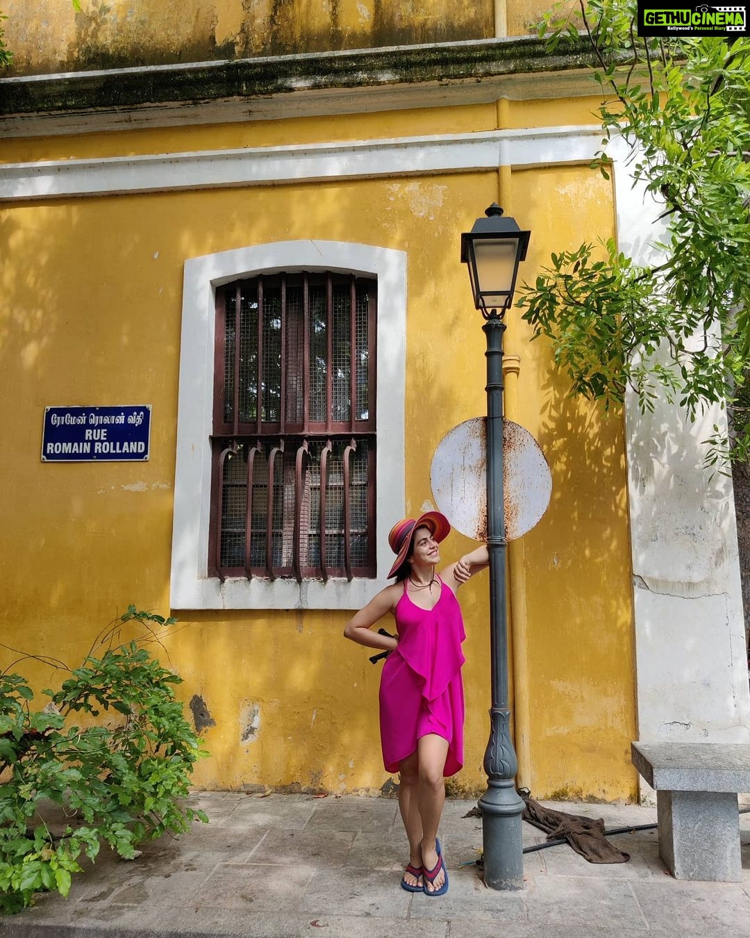 Shenaz Treasurywala Instagram - How did you kickstart your week? How was your Monday? Monday for me is back in the office which is on the road. I cannot get enough of Pondicherry. It may be hot but all these mustard buildings and benches and tree lined boulevards are keeping me cool. My week has started off on a colourful note. Tell me about you. #travelwithshenaz #shenaztreasury #travelindia #traveldiaries