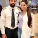 Shikha Singh Instagram - The airport look with Mr. professional @car_run in uniform & half shirt out me chilling by his side!! #pilot #actor #travel #tourism #travelphotography #travel #meninunifrom #white #flight #flying #mine #us #couplegoals #boyfriend #husband #lover #love #blessed #blessedwiththebest #thankyou #excited #live #loveforever