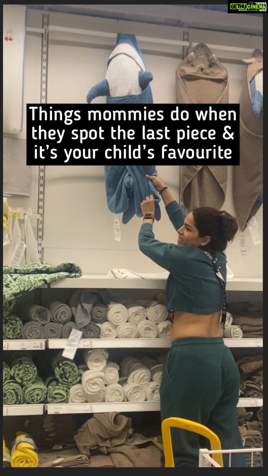 Shikha Singh Instagram - So @alaynasinghshah loves Finding Nemo/Dory and there’s this character named Bruce, a shark. She already has that stuff toy of Bruce and then I found the towel with the Bruce head & fin & tail and it was adorable. So I had to get it for her 🥹 Judge me if you want but I’m sure as a mother we all must have done something like this atleast once or wait many more times to see that smile on our kids face. Her reaction was priceless 🥰 I know I’m crazy but I can go to any extent to see that smile on Al’s face. I think it’s normal & all moms must be doing the same. Right ? Just a mommy thing I guess ❤️ 💥 This stunt was performed under the supervision and consultation of the store representative 💥 Nobody was hurt during this stunt except for the other moms & kids who also wanted the same towel but were told it’s out of stock 😈💥 #just #justamom #mother #mommy #mom #momlife #love #kids #girl #babiesofinstagram #babygirl #bruce #shark #findindnemo #blue #reelitfeelit #reels #reelsvideo #reelsinstagram #trending #grateful #blessed #thankyou #crazy #crazygirl #mompower