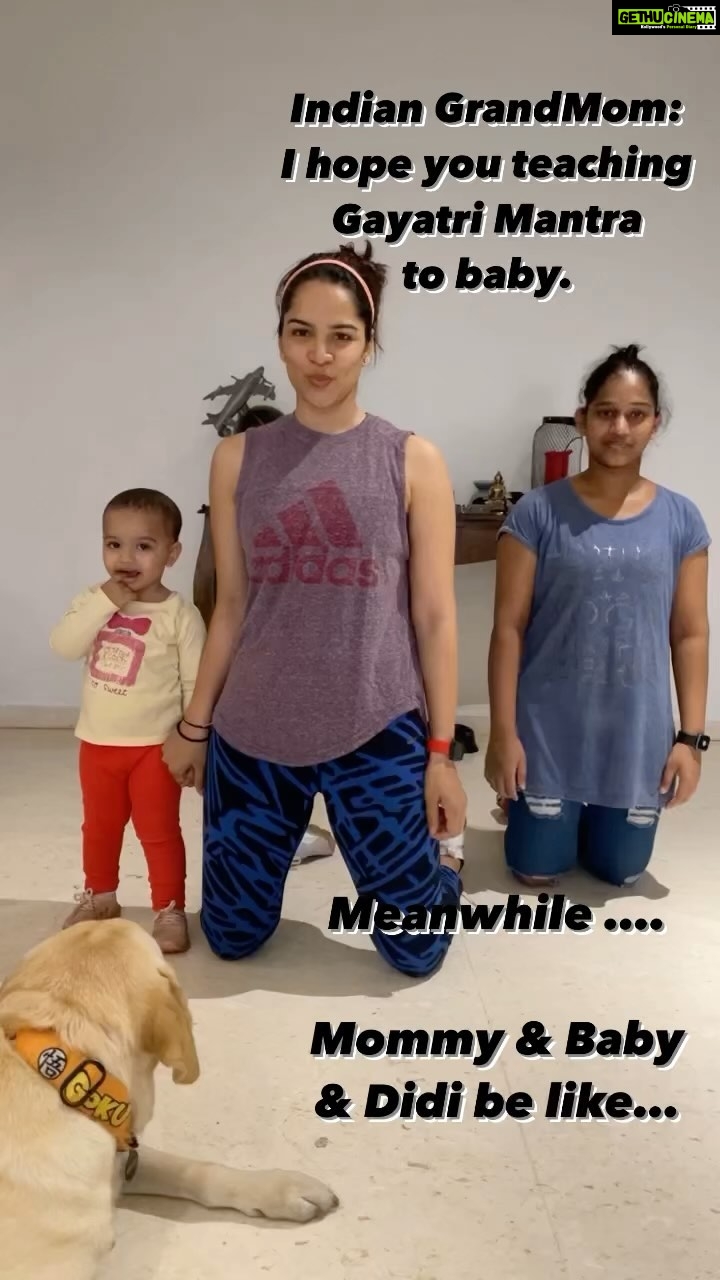 Shikha Singh Instagram - Indian GrandMom: Hope you teaching Gayatri Mantra to baby. Meanwhile……. Mommy, Didi & Baby be like….. P.S- Meanwhile Goku: Im so gonna bust u guys to GrandMa. #beinghuman #bekind #humanity #humanityfirst #neutral #neutrality #raisingahumanchild #noreligioninvolved #godiskind #godiseverywhere #trending #instagram #instagood #reels #reelsinstagram #reelsvideo #reelitfeelit