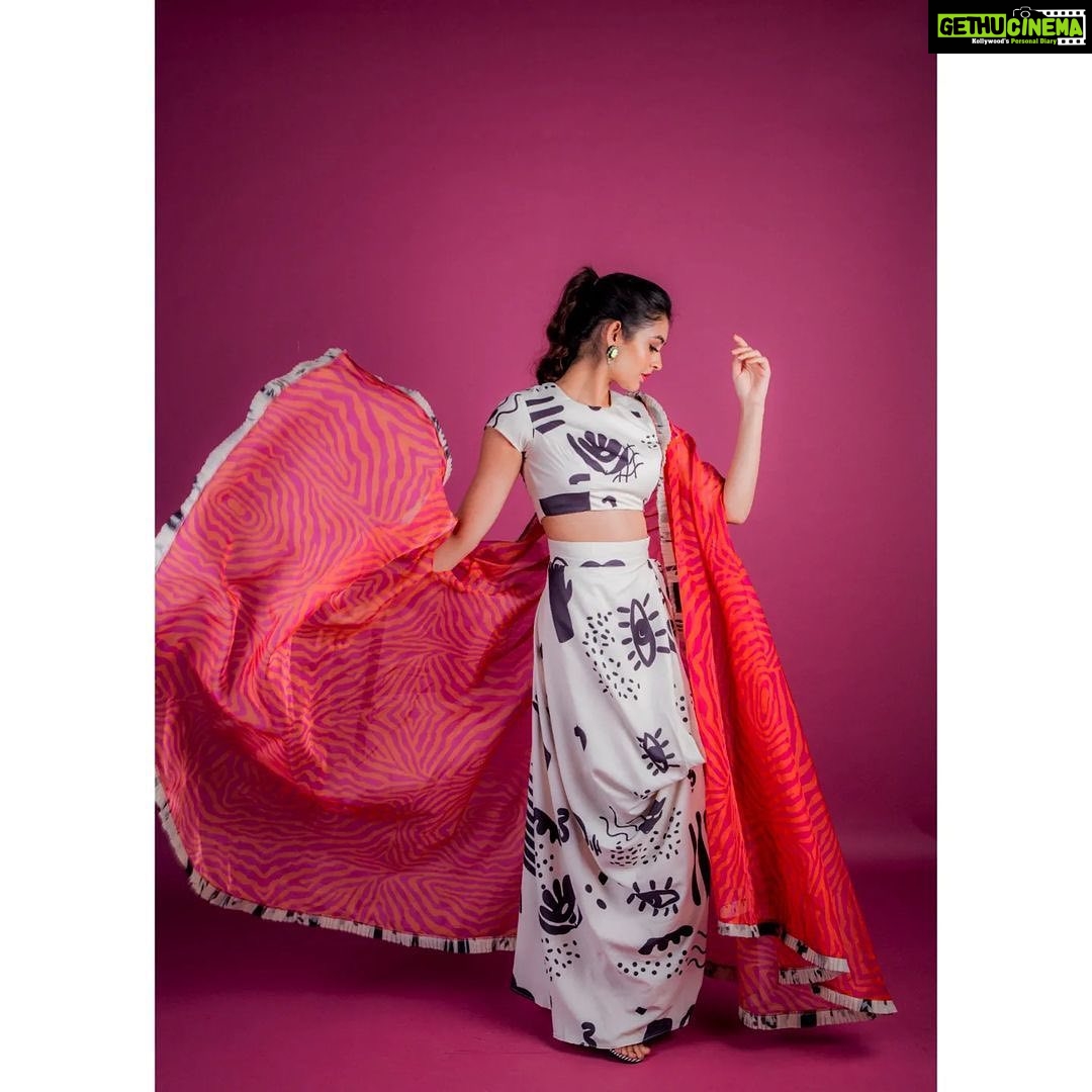 Shivangi Khedkar Instagram - Posted @withregram β’ @awwbypriyanka β LAST and The BEST β . B E A U TI F U L L Y W I L D . Dramatic Cape with Blouse & a Skirt Set. . To place your order, Do DM us. π @khedkarshivangi . π· @radhikashahphotography π©βπ¦° @hairbysejal π @makeovers_by_shruticharla Prints @paperminttdesigns . . #white #Blackandwhite #printed #awwlookbook #awwbypriyanka #awwdesigns #instadaily #potd #supportindiandesigners #vocalforlocal #indiandesigners #lovestory2022 #newcollection #organza #frill #trending #Dress #skirtlove