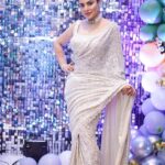 Shraddha Arya Instagram - All that glitters is Grace! #SilverSaree #FestiveSeason #NeerusIndia Thank You, @nehaadhvikmahajan @neerusindia @omsons_bridal_store