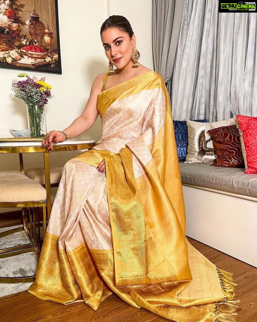 Shraddha Arya Instagram - Gold & Beautiful! 💛 Styled By :- @nehaadhvikmahajan 🥻Saree :- @kankatala_ 💍Jewellery:- @aquamarine_jewellery