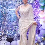 Shraddha Arya Instagram - All that glitters is Grace! #SilverSaree #FestiveSeason #NeerusIndia Thank You, @nehaadhvikmahajan @neerusindia @omsons_bridal_store