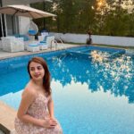Shrenu Parikh Instagram - Stole the moments from the experience that can only be lived and believed! . This place 📍@saffronstays Turquoise Maison, Karjat has my heart! . A place with secluded and peaceful with views of the mountains A bonfire with Barbeque Open-to-sky shower/bathtubs, jacuzzi And Poolside home-theatre Loved every bit of it! . The zip up jewel print jacket is from @poshaffair.co . #getaway #home #wherefamiliesbond #togethernessatsaffronstays #friends #like #family #metime #posingforthecamera