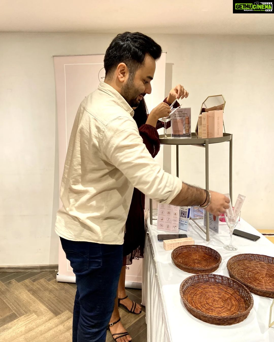 Shritama Mukherjee Instagram - #Couplepreneur indeed! ππ Loved representing our brand @tgmbeauty_ together for the first time on and off camera @akash_r_sahni β€οΈ It's definitely not easy to be partners in real life and at work. But, we always somehow manage to sail through and get great end results... Well, that's what people tell us. #nottootingmyownhorn (okay, maybe a little because it's true βοΈππ»ββοΈ) #aboutlastnight #beautyedit #tgmbeauty #tgm #theredlipstickclub #vyoummultidesignerstore #popup #beautypopup #luxurybrand #cleanbeauty #greenbeauty #holisticlifestyle #holisticbeauty #consciousbeauty #couplepreneur #couplegoals #instacouple #business #entrepreneurlife #entrepreneurs Vyoum Multi-Designer Store