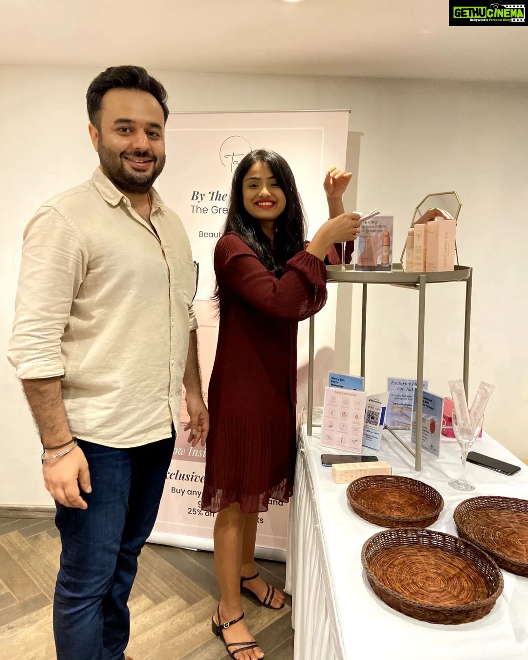 Shritama Mukherjee Instagram - #Couplepreneur indeed! ππ Loved representing our brand @tgmbeauty_ together for the first time on and off camera @akash_r_sahni β€οΈ It's definitely not easy to be partners in real life and at work. But, we always somehow manage to sail through and get great end results... Well, that's what people tell us. #nottootingmyownhorn (okay, maybe a little because it's true βοΈππ»ββοΈ) #aboutlastnight #beautyedit #tgmbeauty #tgm #theredlipstickclub #vyoummultidesignerstore #popup #beautypopup #luxurybrand #cleanbeauty #greenbeauty #holisticlifestyle #holisticbeauty #consciousbeauty #couplepreneur #couplegoals #instacouple #business #entrepreneurlife #entrepreneurs Vyoum Multi-Designer Store