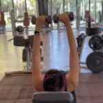 Shruti Seth Instagram - Working those pecs Under the able guidance of my trainer @little.more.open #gym #strengthtraining #chest #shruphotodiary