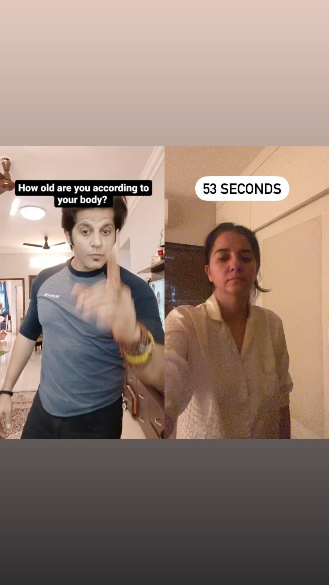 Shruti Seth Instagram - Sunday morning shararat with my Co-star I guess I am extra-terrestrial @karanvirbohra 😜😜😜 Just saying 53 seconds 🥰 #shararat #shararatforever