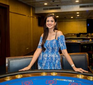 Shruti Sharma Instagram - A wonderful evening at @deltin_life 💙

Wearing @aachho 
Jwellery @stylebyriyajn 

.
.
#deltinroyale #deltin #goadiaries #goa #travelgram #travelling #explore #shrutisharma #casino