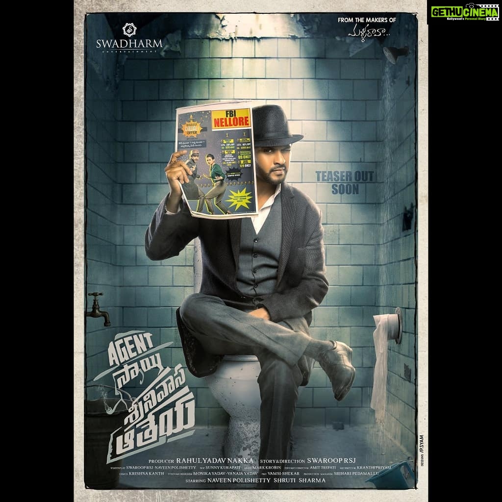 Shruti Sharma Instagram - Here is the exciting first look of #AgentSaiSrinivasaAthreya 😍🤗😁 Starring @naveen.polishetty #ShrutiSharma Directed by @swarooprsj and Produced by @RahulYadavNakka https://t.co/TsgHW4AqKT Happy Dewali guys 😁🙏😍 Mumbai, Maharashtra