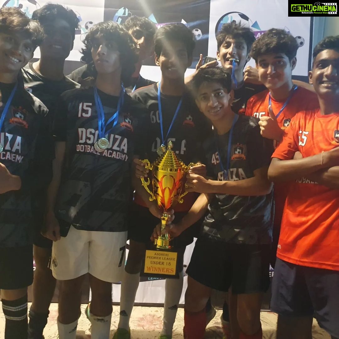 Shruti Ulfat Instagram - You make me proud my Kukkkoookiiii ... love the sheer dedicationn and ur passion for football... keep on with it... @ojasyarocks @dsouza_footballacademy . . . #ojasyasohamulfat #ojasya #football #dfa #u17 #tournament #winners #dedication #love #passion #happiness #❤️⚽️