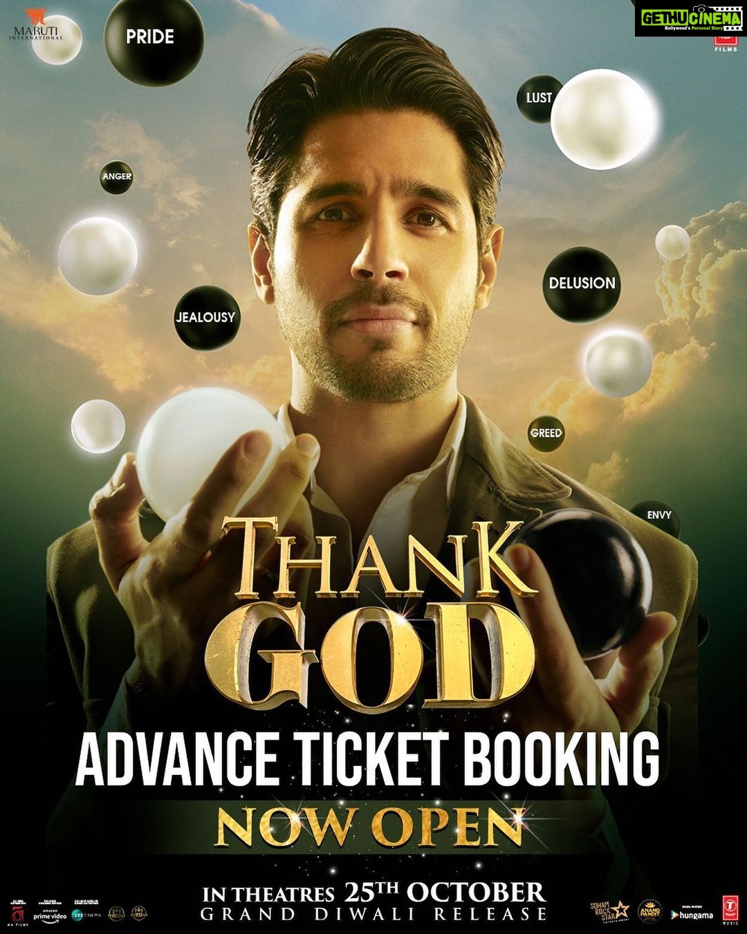Sidharth Malhotra Instagram - #ThankGod, advance ticket bookings for the game of life are now open! 😇 Book tickets for yourself and your family, and light up your Diwali with the perfect mix of life and laughter! In cinemas on 25th October. @ajaydevgn @rakulpreet @indrakumarofficial