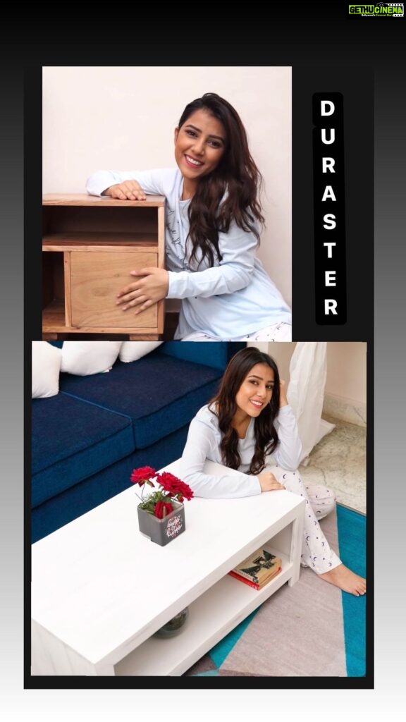 Sneha Bhawsar Instagram - Hey everyone! Time to show you all what I received from @duraster_ This amazing coffee table for my drawing room! ✨ Look at this premium quality and distressed premium look! And this cute side table,so good looking and impressively supportive and durable! I’m in love with these. Home feels complete! Thank you @duraster_ #coffeetable #duraster #bedsides #furniture #homedecore #homelove #decorehome #snehabhawsar