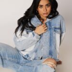 Soundarya Sharma Instagram - 💙🤍💙 Shot by: @trishasarang HMU: @simua_996 Styled by: @khyatibusa Jacket : @mango @conceptsourcestore Denims and shoes : @zara Jewellery : @stradivarius Studio: @whiteboxstudiomumbai