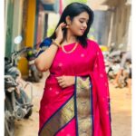 Srinisha Jayaseelan Instagram - இனிய தீபாவளி திருநாள் நல்வாழ்த்துக்கள்💜❤️ Wearing amma’s 25years old pattu saree😍💜❤️ 📸: @snaps_by_madhu 😘