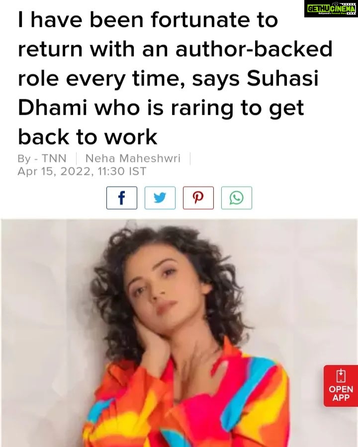 Suhasi Dhami Instagram - I sure have been fortunate this far,looking forward to more good work in the future. Cant wait to be back on screen sooner than soonest. #suhasidhami #suhasidhamifans #suhasidhamiadmirer