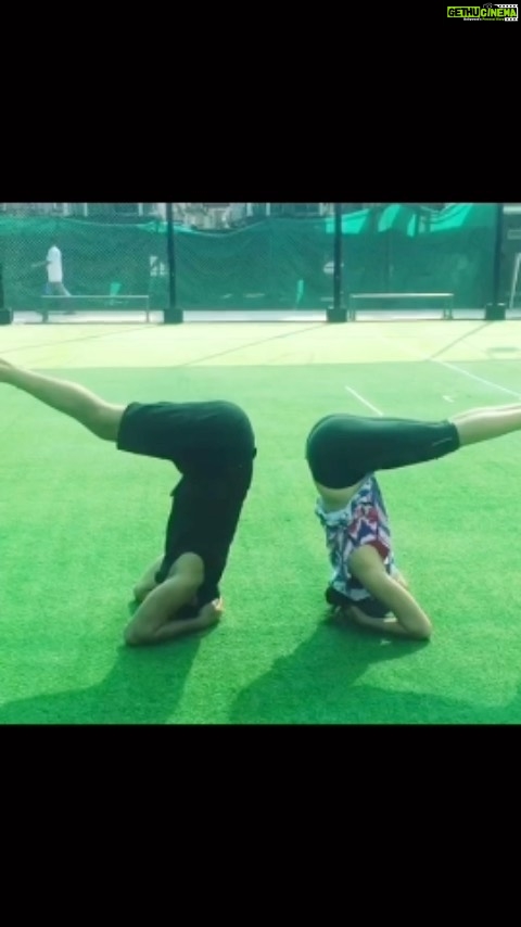 Suhasi Dhami Instagram - We rise together and I make sure that we FALL together 🤣🤣🤣 #headstand #lifepartner #yoga