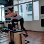Sumona Chakravarti Instagram - Even after 2.5 years of reformer pilates under @ruchikishore_ , she doesn’t fail to push ur limits each time. 💯 Am relatively new with the pilates chair & trust me the easier it looks the scarier it gets... The thighs were on 🔥 by the end of it... #pilatesgirl #chairpilates DNA 360