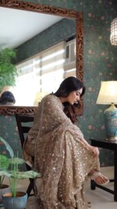Surbhi Jyoti Instagram - One of my favourite songs 🤍 . . . . . . . Wearing @misribymeghnanayyar MUA @fab_beauty___ Hair @sidandpiyu Shot by @horilhumad Jewellery @mortantra