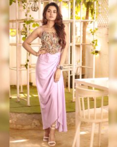 Teju Ashwini Instagram - 💜

Skirt :  @theoosinool 
Top : @deekshitanikkam 
Accessories: @thegarnet.in 
Hairstylist: @vishaa_hairandmakeup 
📸 by @hakunamatata_sai 

#tejuashwini#singleayitendi#promotions