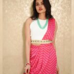 Teju Ashwini Instagram - Pink game on 💕 #recentobessionwithpink Designed by yours me 😜 Beautifully stitched by @labelswarupa Bag and belt @labelswarupa Jewellery @mspinkpantherjewel always ❤️ Edited by @sathyaphotography3 Shot by @sinty_boy #tejuashwini