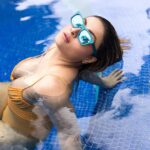 Urvashi Dholakia Instagram - Life is too ↻օօӀ by the pool or May be not… you decide ✨❤️ : : 📸 : @fashionbyrahulsharma Swimwear : @zara : : #urvashidholakia #weekend #vibes #pool #time #chill #zone #swimwear #blue #handmade #shades #mustard #yellow #lifeisgood The Westin Mumbai Powai Lake