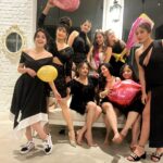 Vindhya Tiwari Instagram - With our bride to be @dearmansi ❤ #bachelorette #bridesmaids #blackoutfit #happinessbegins N we all are in sync with the theme n the universe✨ #poweroftogetherness @mreenaldeshraj @officialsurbhic @nehalaxmi_ @shrenuparikhofficial @amruta_nagre @reena.s.jain @jaiti Sadh Villa
