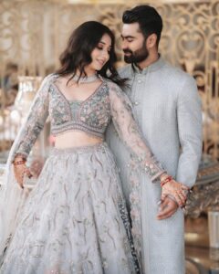 Vrushika Mehta Instagram - Our beginning of forever ♾️ 11.12.2022 💍❤️🧿 . . Photography: @sapariyavivek Wearing: @asopalav #love #engaged💍 #rabhdivrushyy ❤️