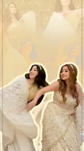 Vrushika Mehta Instagram - While the Navratri season has begun, let love and happiness flood our lives. Happy Navratri to all!! Dancing to this lovely song with my favourite… ❤️
.
.
Styled and Outfits by: @nidhikurda 
.
.
.
#NavratrionReels #NavratriInSneakers #SneakersOnReels #feelkaroreelkaro #feelitreelit #reels #reelsinstagram #navratri #festivevibes #festivalseason #vrushikamehta #tinadatta