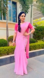 Aashika Padukone Instagram - Just catching up with the trend 🌸 #unguralonabonguralo #jinthaak #raviteja #sreeleela #trendingreels #primereels #trend #tollywood Saree: @elitew.in