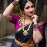 Aashika Padukone Instagram - Completely and perfectly Incandescently happy 🌺 . MUA: @makeoversbyamitha_lekha Hair: @ramya_bridalartistry PC: @ng.clickography .