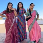 Aashika Padukone Instagram - Ranjithame with the ladies ♥️ #trendingreels #instatrend #primereels #dancemode #shoot #maari #instadance #ranjitame #thalapathy Saree: @elitew.in