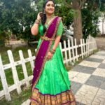 Aashika Padukone Instagram - Am I overdressed?! Yes. Oh Good 💚 Outfit: @aishwarya.madhumika_label MUA&Hair: @praneetha_beautymakeover #traditional #halfsaree #zee #ethnicwear #ootd #showtime