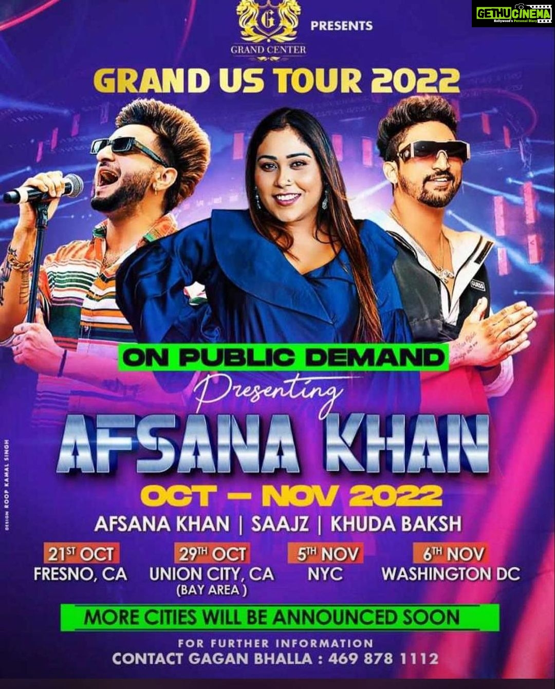 Afsana Khan Instagram - Grand US tour ❤️On public demand we back again October November 2022 @gagan0511 @sonubhalla11 @itsafsanakhan @saajzofficial @khudaabaksh #love #afsaajz #reels #usa🇺🇸 #usatour