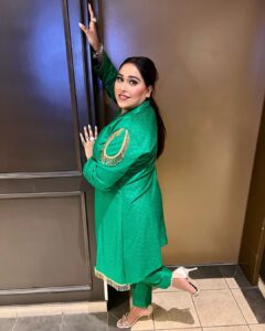 Afsana Khan Instagram - 💚🍀 Thx Surrey bhut ghaint reha show 🙏🇨🇦 💫👑 Makeup @pink.touch.studio Preet ❤️ Surrey, British Columbia
