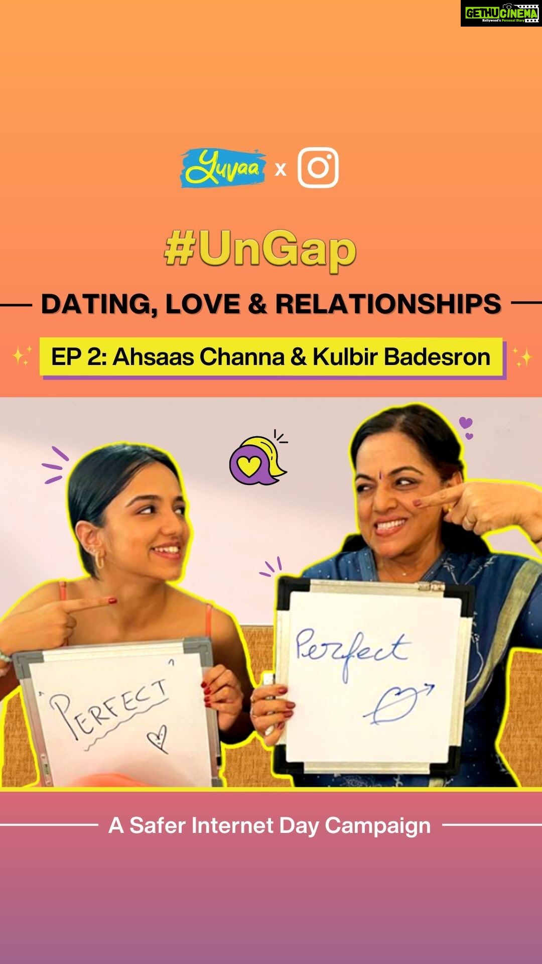 Ahsaas Channa Instagram - #UnGap - EPISODE 2 : Dating, Love and Relationships Online with @ahsaassy_ and @kulbirbadesron A #SaferInternetDay campaign in partnership with Instagram. #PaidPartnership How many times is it that we have been scared to talk to our parents about our dating lives or if we have a crush on someone? Ahsaas Channa and Kulbir Badesron, our power duo will talk about all things Dating, Love and Relationships Online, telling us how important it is to have these conversations! Happy Valentine’s Day to all you lovely people! . . . #UnGapWithInstagram #BridgeTheGap #ungapchatshow #parentchildrelationship #chatshow #internetsafety #ahsaaschanna #dating #love #relationships #valentinesday
