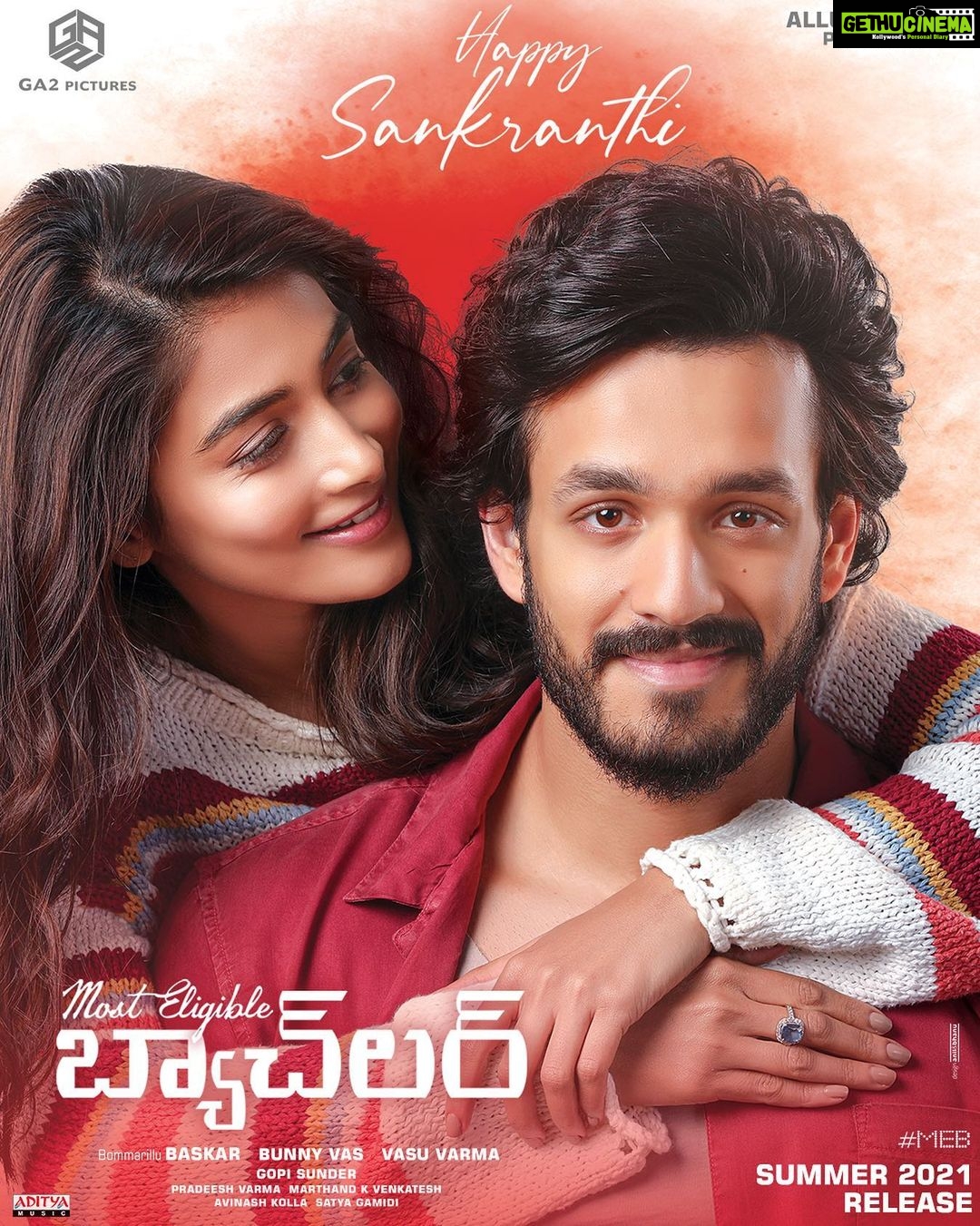 Akhil Akkineni - 296.7K Likes - Happy Sankranthi to all you. May this new year bring you all the joy and success you deserve. Much love to you all.
#AlluAravind @hegdepooja #BommarilluBaskar @gopisundar__official @pradeesh.varma #BunnyVas #VasuVarma @adityamusicindia