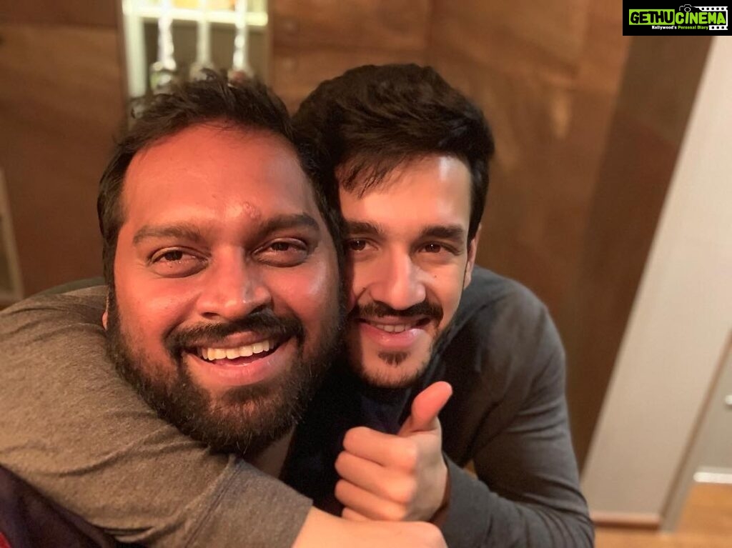 Akhil Akkineni Instagram - Made a best friend with this film ! Thank you my brother for an experience I’ll never forget! Here’s to many more 🍻! Will miss all the meals and laughter with you. Love you ! @george_dop #mrmajnu #newbeginnings