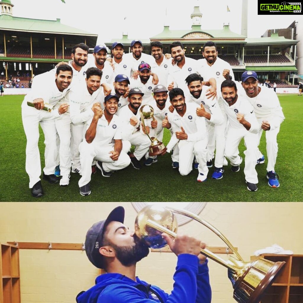 Akhil Akkineni Instagram - I’m a proud Indian cricket fan ! What a win !! Congrats team India and congrats to the whole of India as well. We conquered the Aussies 💪🏻💪🏻 🇮🇳 king kohli In the house !