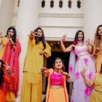 Alina Padikkal Instagram - Bride Squad.! #alinarohitsaga Haldi stories.. With @rohit_pradeep_ Photography : @motionpictures_weddings costume : @cassidinae._ @nithinju mua:- @aleena.makeupartist