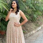 Alina Padikkal Instagram - Waves n floral❤️ Costume @atelierdesigns0 Makeup @aleena.makeupartist Hair @brahma_hairandmakeup Stylist @nithinju Kairali TV