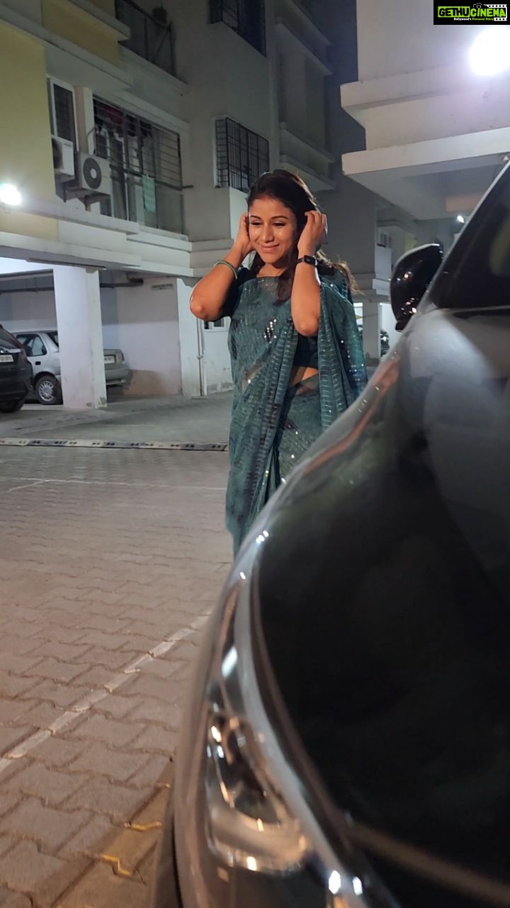 Alya Manasa Instagram - Beautiful and Elegant party wear saree in Teal blue which is rare colour 💙😍 @kanmani_fashion_world