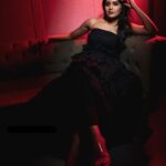 Amritha Aiyer Instagram - There’s something about BLACK !! Isn’t it ? . Styled by - @lankasanthoshi Outfit- @naomibyneehabhumana 📸 - @abhishek_pallati